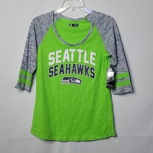 NWOT NFL Seattle Seahawks football Green scoop neck women’s shirt M